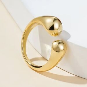 14K Gold Plated Open Ring Luxurious Adjustable Jewelry for Women
